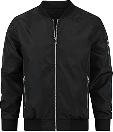 YOUTHUP Men's Bomber Jacket Lightweight Casual Summer Sports Jackets | Rib baseball collar full zip bomber jackets with 3 Pockets for Sport Work Walking Hiking Cycling Golf Running