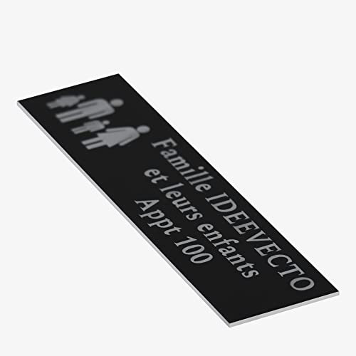 Plaque Boite Aux Lettres Aluminium Noir Personnalisable Adhésive - Dimension 100x25mm - Epaisseur 1mm - Résistant Aux Intempéries et UV - Léger et Facile à Poser - Pas En Plastique