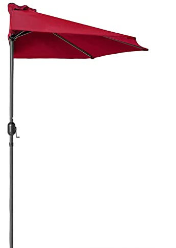 XIAOYUE 250cm Halbrund Sonnenschirm, Marktschirm, Terrassenschirm mit Kurbel, 5 Rippen für Garten, Terrassen, Höfe, Schwimmbäder