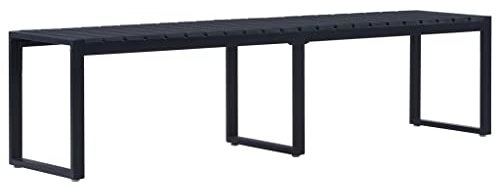 KRHINO Sitzbank Modern Parkbank, Gartenbank 180 cm PS-Platte Schwarz Blumenbank Sitzbank Garten Balkon Balkonbank Schwarz