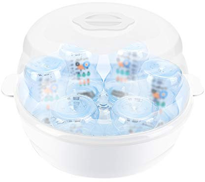 Karlak Micro Bottle Sterilizer,Micro Bottle Sterilizer Steam Sterilizer Fits 6 Baby Bottles for Baby Bottles Pacifiers Cups in 2-6 Minutes