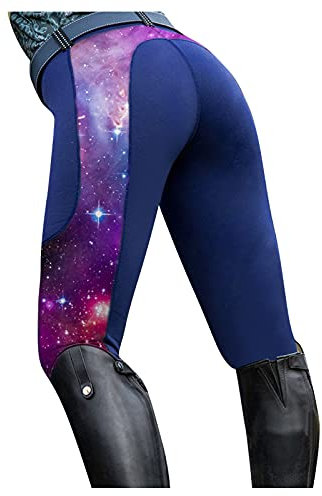 TDEOK Reitleggings Damen Mit Handytasche Reithose High Waist Vollbesatz Sportreithose Stretch Reithosen Bunt Damenreithose Outdoor Hose FüR Frauen Mädchen Vollbesatzreithose Sommer Reitsport-Hosen