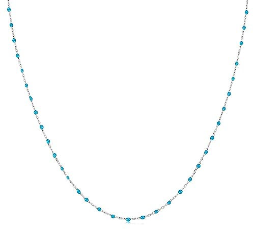 MARLION JEWELS Kette für damen mit kleinen bunten Kugeln. Halskette aus vergoldetem/versilbertem Chirurgenstahl ideal als Geschenk. Schmuck Damen (Türkis, Versilberung)