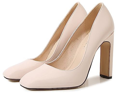 EXECAB Décolleté da Donna in Pelle Verniciata Comfort con Tacco Alto e Punta Chiusa con Cinturino alla Caviglia e Tacco Alto,Rosa,38