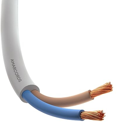 Amarcords - Cavo elettrico bipolare sezione 2x1mm colore BIANCO. Cavo di alimentazione tondo tipo H05VV-F, 5 metri