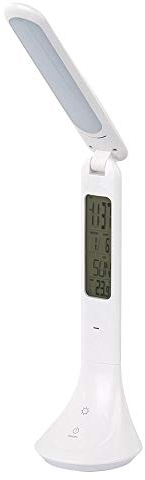 Tischleuchte Touchdimmer Schreibtischlampe Uhr Büro Tischlampe beweglich, weiß, LED 4W 195Lm neurtralweiß, LxH 19x26 cm