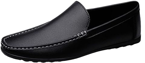 Herrenschuhe Elegant | ohne Schnürsenkel | Casual Freizeitschuhe | Leder Walking Shoes | Klassisch Loafers | Casual Bootsschuhe | Slip on Abendschuhe | Soft Schuhe | Komfortable Lederschuhe