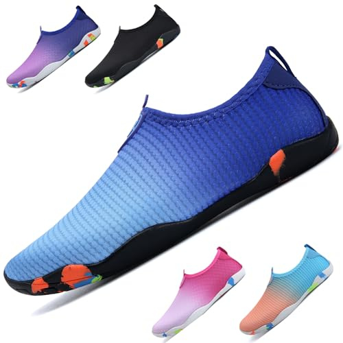 WateLves Beach Swimming Water Shoes Men Women Swim Aqua Barefoot Yoga Surf Shoes Quick Drying Lightweight Unisex (Blue 9.5)