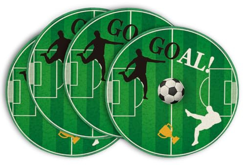 Artoid Mode Sport Goal Fussballfeld Fußball 4er Set Platzsets, 30x45cm Bankett Tischsets Waschbar Drinnen Draußen Platzdeckchen Küche Party Deko