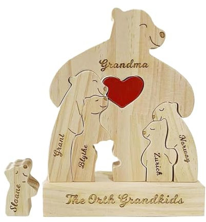 TTETTZ Bärenfamilie Holzpuzzle Skulptur Holzbär Puzzle Geburtstagsgeschenk