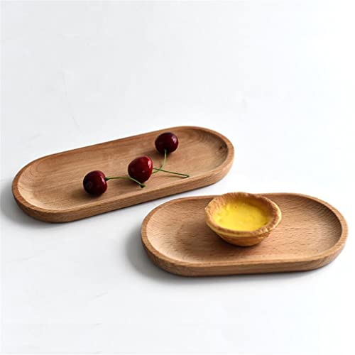 QIAOCEN Plato de madera de haya, bandeja, plato, postre, Sushi, aperitivos, fruta, Buffet, vajilla para niños, platos ovalados sólidos decorativos