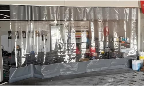 Rideaux De Séparation Industriels, Portes De Garage Panneaux De Bâche, Cloisonner l'espace Rapidement | Facile À Nettoyer Et À Installer | Rideaux D'extérieur Imperméables (Couleur : Gray Side, Tail