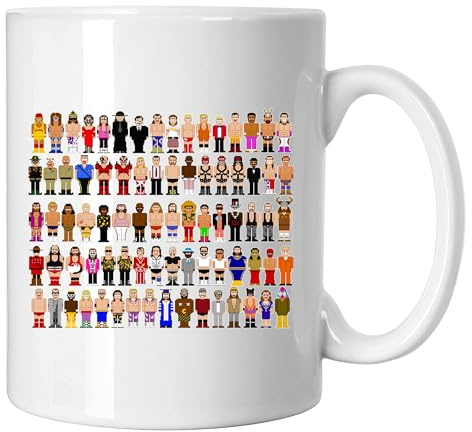 GP-Tees Retro Wrestler TV Show Inspired Novelty Ceramic Mugs for Men, Women, Home & Work