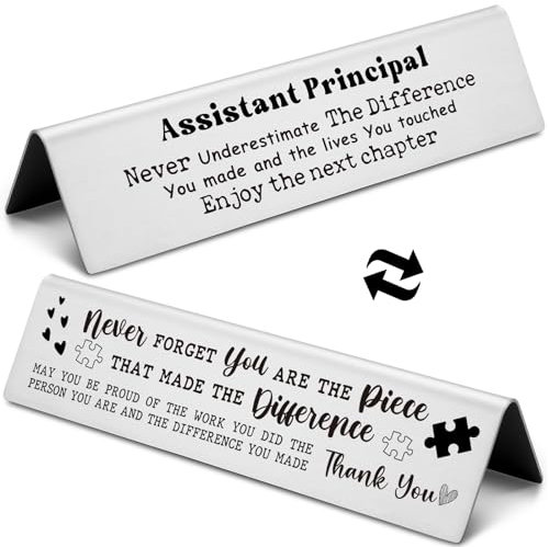 Funny Desk Signs Office Nameplate for Assistant Principal, Birthday Christmas Appreciation Thank You Gift for Assistant Principal Novelty Decor Plate Sign, Retired Plaque Back to School Gifts EDA34