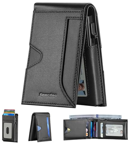 Spardar Portemonnaie Herren Klein, Minimalistische Leder Herren Geldbörse mit Pop-Up-Hülle, Bargeldfach und Kreditkartenfach Slim Wallet, Passend für Ehemann, Vater und Freund