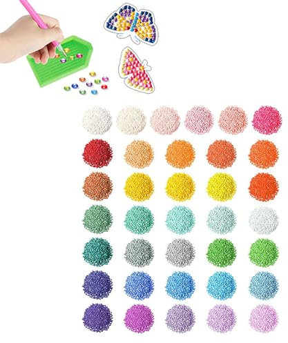 Helweet Diamond Painting Steine, Diamond Painting Zubehör, Runde Ersatzsteine für Diamond Painting, Diamond Painting Rund Steine, 36 Farben (1000 Stück Pro Farbe), Zufällige Farbe