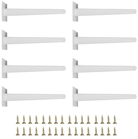 Smaxcn 8pcs 9 7/8 inch (25cm) White Metal Furniture Legs, Straight Metal Cabinet Legs with Level Feet