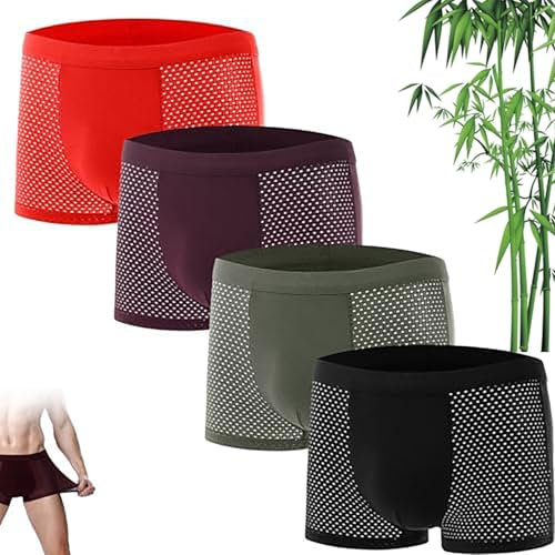 4/8 pcs Boxhero Boxer en Fibre de Bambou, Boxer en Fibre de Bambou, Box Hero Boxer en Bambou pour Un Confort Toute la journée sous-vêtements pour Hommes Boxer en Bambou (4PCS-B, 6XL(90-100KG))