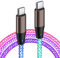 Coolden USB C auf USB C Kabel USB C Ladekabel Bunt 1M 66W PD 3.0 Schnellladen & Datenübertragung RGB Robustes Kabel Schnellladekabel für iPhone 15 16 Pro Samsung Galaxy S25 S24 iPad Pro MacBook Kamera