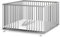 Sämann Laufstall Baby XXL 120x120 cm mit Matratze Cloud Air und 3 Schlupfsprossen | TÜV geprüft 2024 | stufenlos höhenverstellbar | Laufgitter Premium | Babybett aus Holz | Krabbelgitter grau