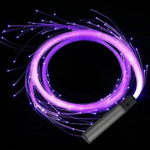 Fouet à LED – Fouet de danse lumineux avec fibre optique de 1,8 m | Fouet à fibre optique | 23 couleurs ultra lumineuses à DEL en fibres optiques | Design rotatif à 360° antidérapant pour fêtes,