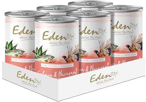 Eden Gourmet Salmon & Pheasant Wet Food 6x400g. Naturally Complete Premium Wet Dog Food for Adult & Senior Dogs. Formulated with highly digestible protein, prebiotics for digestive health.