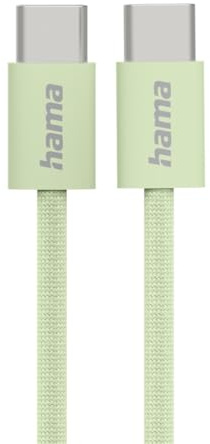 Hama Ladekabel Fabric, USB-C - USB-C, 1m, Nylon, Grün
