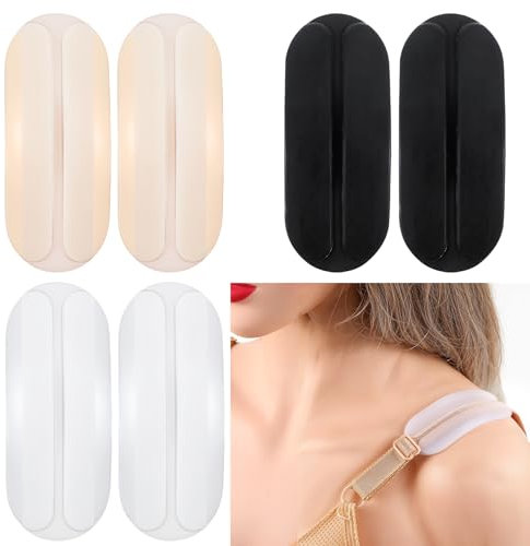 6 Stück BH Träger Rutschen Trägerpolster Trägerkissen aus Silikon Zubehör Schulterpolster Damen Schwarz Komfort Rutschfest Schulterpolster Weiß Strap Pad Halter Bh Polster für Träger Frauen Mädchen