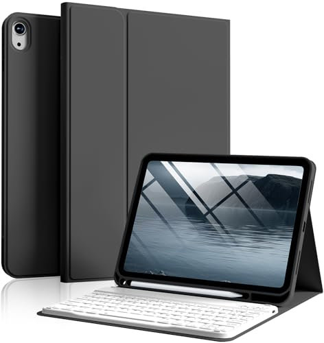 SZPSGC Keyboard Case for iPad (A16) 11th/10th Generation 2025/2022 11/10.9 inch, Smart Folio Cover with Pencil Holder, Detachable Wireless Bluetooth iPad Keyboard Case, Black