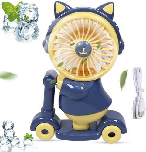 Mini ventilateur portatif à 2 vitesses - Silencieux - Petit ventilateur de poche USB - Avec taille-crayon - Pour voyage, bureau, école