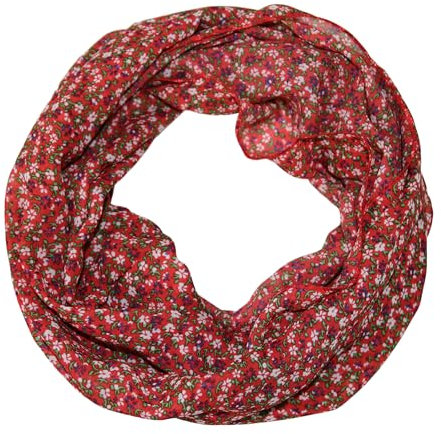 beybey® Blümchen Damen Loop Schal aus Seide und Baumwolle und in herrlichen Farben. (rot)