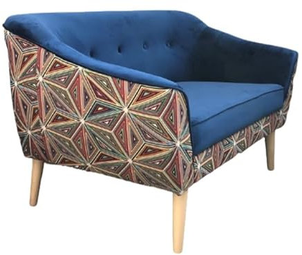 Sofello MELVI 2-Sitzer Sofa gemusterter Stoff Malawi Füße aus Buche 21,5 cm hoch 140 cm x 75 cm für das Wohnzimmer ohne Schlaffunktion
