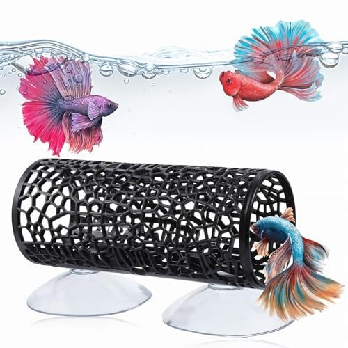 LLOUSSAK 1 Stück Aquarium Deko Höhle für Betta Fisch,Aquarium Tunnel für Kleinfische und Garnelen, Sichere und Ungiftige Terrarium Deko mit Saugnäpfen Perfekt-für Versteck,Spielbereich(10 × 4.2cm)