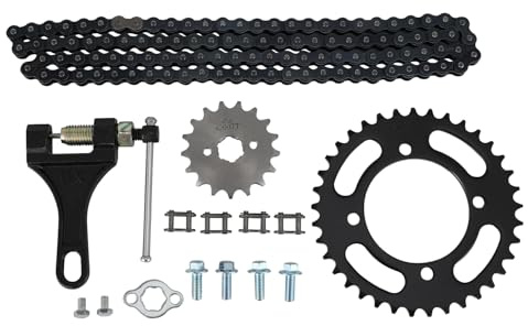 Juego Cadena Moto 420 y piñón 37 Dientes para Pit Bike ATV Quad 49-125cc | Piñón trasero de transmisión de 76 mm, herramienta de ruptura de cadena de 17 mm, para bicicleta de bolsillo 49-125cc