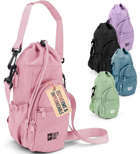 Tacti Sac – Sac Isotherme Porte-Bouteille & Gourde 1.5L – Randonnée, Sport, Voyage – Bandoulière Ajustable, Étanche & Ultra Léger – Idéal Homme & Femme (Rose - 2025)