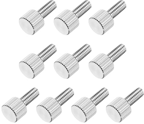 MECCANIXITY 10 Pcs M4 x 10mm Knurled Thumb Screws, 304 Stainless Steel Flat Head Knurled Fully Threaded Thumbscrew Bolts Fasteners for Home, Electronic, Machine