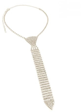 OhMill Unisex Luxus Strass Krawatte Halskette Glitzernd Schlips Diamant Kragen Hals Schmuck modisch Ornamente Geschenk Accessoires Kostüm Zubehör für Nachtclub show Disco Karneval Halloween