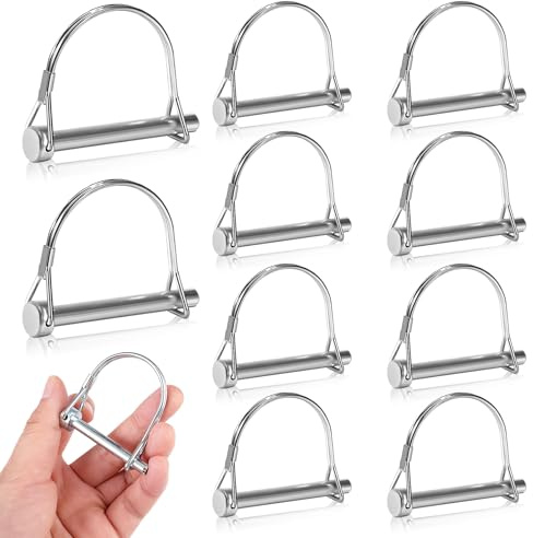10 Stück Rohrklappsplinte, Klappsplint mit Rastverschluss 8 x 70 mm D Förmiger Sicherungsstift Karbonstahl Sicherungsbolzen Rohr Sicherungssplinte für Bauernhof Traktoren Anhänger Rasenmäher