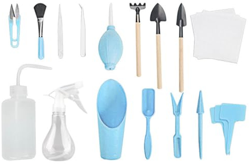 Culnflun Gardening Tool Set, 16PCS Mini Succulent Plants DIY Tools Garden Planting Tool Kit for Succulents Bonsai and Indoor Small Plants Plastic