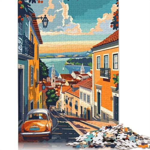 Puzzles mit 500 Teilen, Lissabon, Portugal, Stadtpuzzles, Holzpuzzles für Erwachsene und ab 18 Jahren, Denkspiel, 500 Teile (52 x 38 cm)