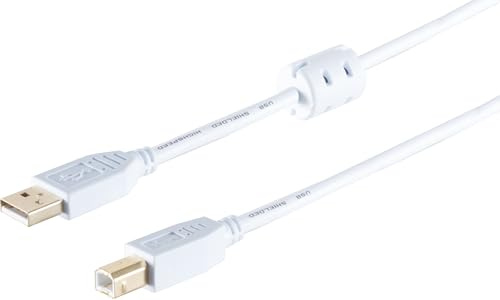 1aTTack.de 1 cable adaptador USB-A, USB-B, 2.0, ferrita, blanco, 3 m. Con este cable USB estándar, puedes conectar un disco duro externo a tu PC, por ejemplo,