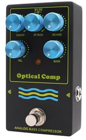 XUXHOU Bass Compressor Pedal, Analog Optical Compression Circuit Bass Guitar Pedal, True Bypass, 5 Knob Dynamic Control, Aluminum Housing for Live Practice Recording