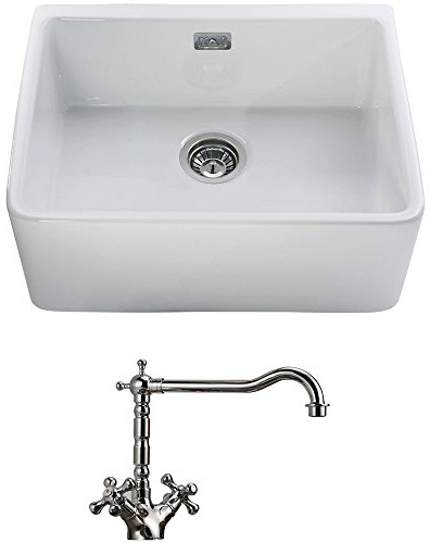 Astini Belfast 600 1.0 Bowl White Ceramic Kitchen Sink, Waste & Traditional 25411CH Tap