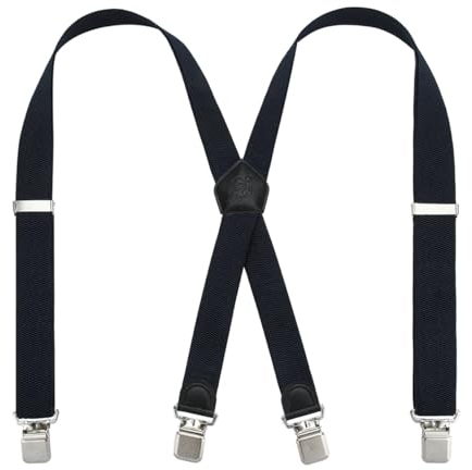KANGDAI Herren Hosenträger 4 Clips Heavy Duty Men Braces Durable Elastic Verstellbare Hosenträger Starke Metall Clips Hosenträger