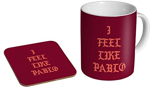 Keramik-Kaffeetasse mit Untersetzer, I Feel Like Pablo Kanye