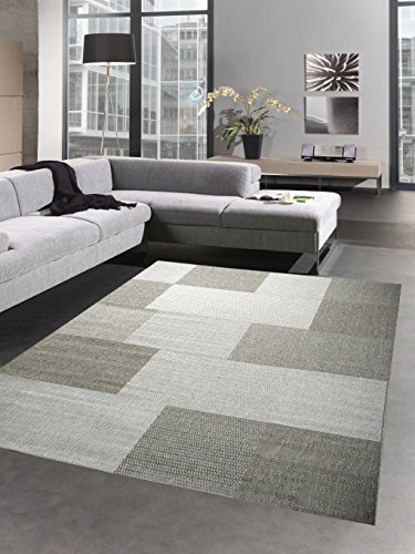 CARPETIA Teppich Sisal Optik Küchenläufer Küchenteppich Karo grau Größe 60x110 cm
