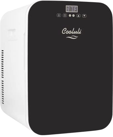 Cooluli Concord Black 20 Liter Compact Cooler Warmer Mini Fridge for Bedroom, Office, Car, Dorm - Portable Makeup Skincare.