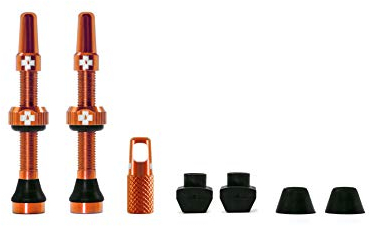 Muc Off Unisex Orange Tubeless Presta, 44mm-Premium No Leak Bicycle With Integrated Valve Core Removal Tool Rohrloses Ventil