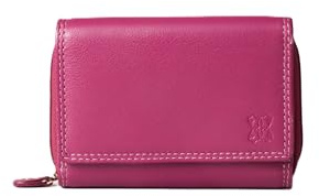 Lakeland Leather Ladies Small Leather Tab Purse in Cranberry Pink