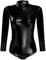 FYMNSI Damen Glänzende Ballettanzug Ballettbody Sport Tanz Body Gymnastikanzug Trikot Langarm Bodysuit Metallic Wetlook Einteiler Turnanzug Leotards Overall Lack Leder Oberteile Top Kostüm Schwarz 2XL